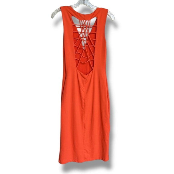 Bebe Coral Strappy Sleeveless Knit Bodycon Midi Dress Size Medium - Picture 7 of 13